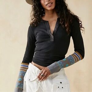 Free People Black and Gray Layered Top